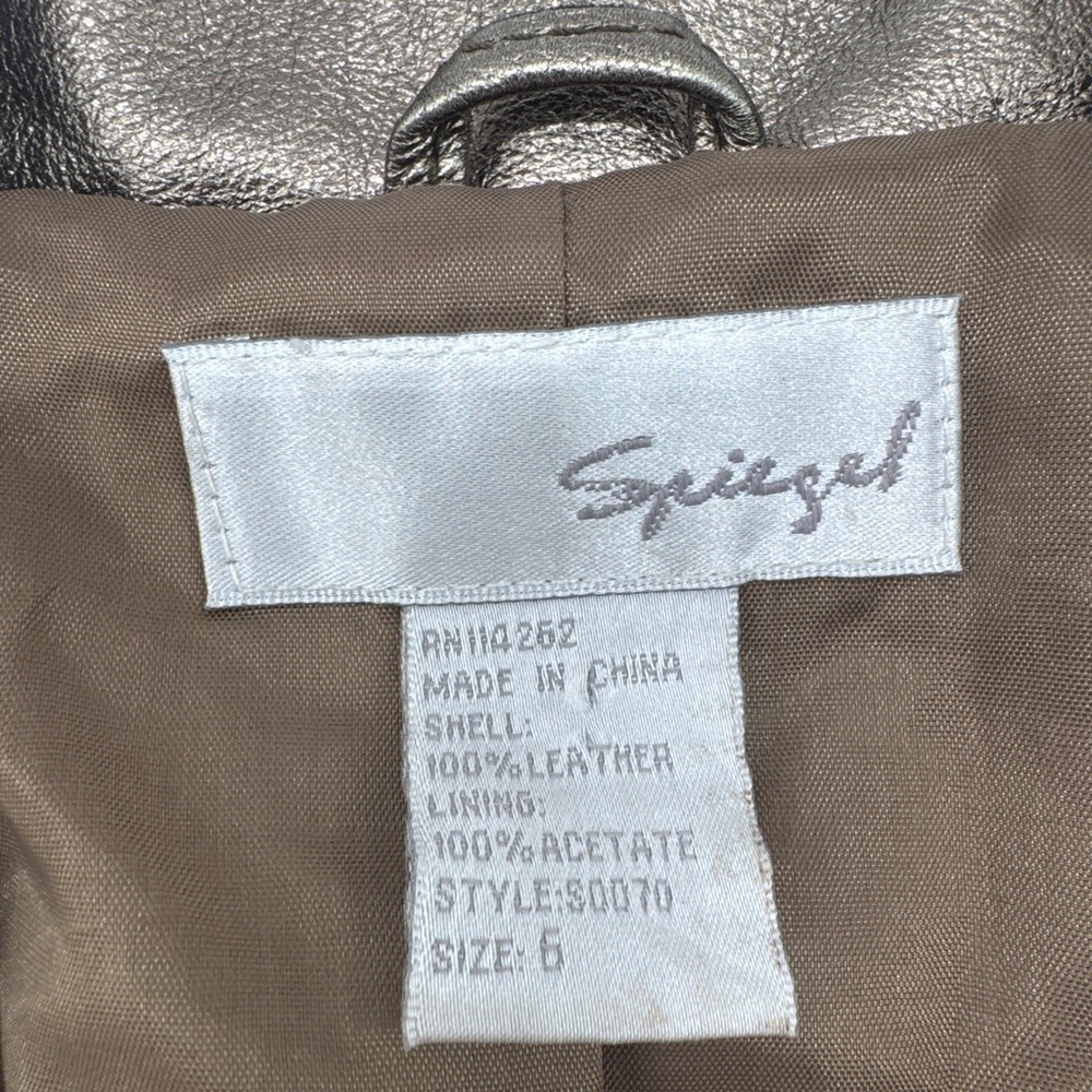 VINTAGE Spiegel Bronze Leather Jacket, Size 6 - Picture 5 of 8